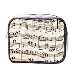 Vintage Beige Music Paper Background Design Mini Toiletries Bag (one Side)