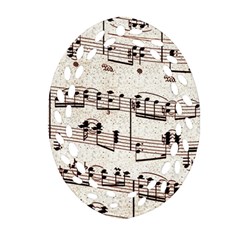 Vintage Beige Music Paper Background Design Ornament (oval Filigree)