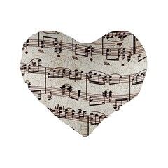 Vintage Beige Music Paper Background Design Standard 16  Premium Heart Shape Cushions