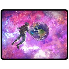 Astronaut Earth Space Planet Fantasy Double Sided Fleece Blanket (large) 