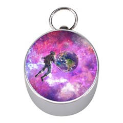 Astronaut Earth Space Planet Fantasy Mini Silver Compasses