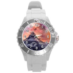 Mountain Cosmos Universe Nature Round Plastic Sport Watch (l) by Wegoenart