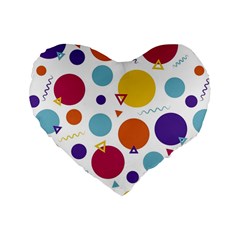 Background Polka Dot Standard 16  Premium Heart Shape Cushions by Ravend