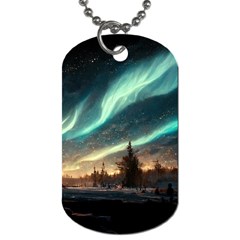 Northern Light North Sky Night Dog Tag (one Side) by Ravend