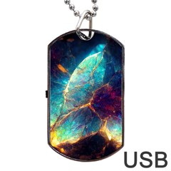 Abstract Galactic Wallpaper Dog Tag Usb Flash (one Side)