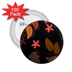 Flower Leaves Background Floral 2 25  Buttons (100 Pack) 