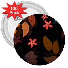 Flower Leaves Background Floral 3  Buttons (100 Pack) 