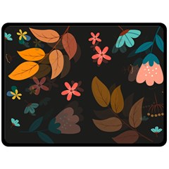 Flower Leaves Background Floral Fleece Blanket (large) 