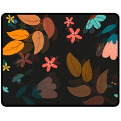 Flower Leaves Background Floral Double Sided Fleece Blanket (medium) 