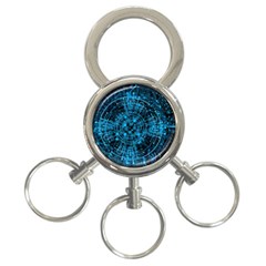 Network Circuit Board Trace 3-ring Key Chain