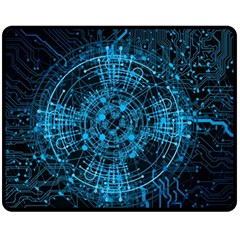 Network Circuit Board Trace Double Sided Fleece Blanket (medium)  by Ravend