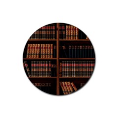 Book Bookshelf Bookcase Library Rubber Coaster (round)