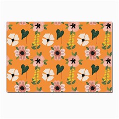 Flower White Pattern Floral Postcards 5  X 7  (pkg Of 10) by Ravend