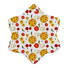 Illustration Pizza Background Vegetable Snowflake Ornament (two Sides)