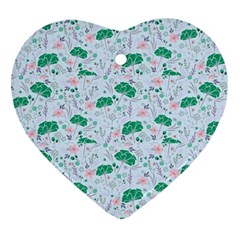 Flower Pattern Wallpaper Seamless Heart Ornament (two Sides)