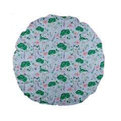 Flower Pattern Wallpaper Seamless Standard 15  Premium Round Cushions by Ravend