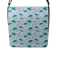 Flower Pattern Wallpaper Seamless Flap Closure Messenger Bag (l)