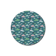 Llama Clouds  Rubber Coaster (round) by ConteMonfrey