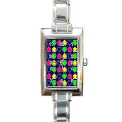 Blue Colorful Hearts Rectangle Italian Charm Watch by ConteMonfrey
