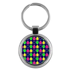 Blue Colorful Hearts Key Chain (round) by ConteMonfrey