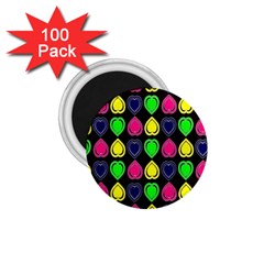 Black Blue Colorful Hearts 1 75  Magnets (100 Pack)  by ConteMonfrey