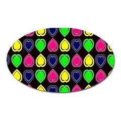 Black Blue Colorful Hearts Oval Magnet by ConteMonfrey