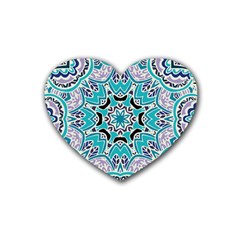 Blue Shades Mandala   Rubber Heart Coaster (4 Pack) by ConteMonfrey