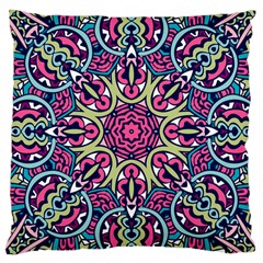 Cold Colors Mandala   Large Cushion Case (two Sides) by ConteMonfrey