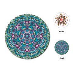 Green, Blue And Pink Mandala  Playing Cards Single Design (round) by ConteMonfrey