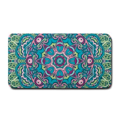 Green, Blue And Pink Mandala  Medium Bar Mat by ConteMonfrey