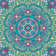 Green, Blue And Pink Mandala  Play Mat (square) by ConteMonfrey