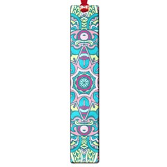 Green, Blue And Pink Mandala  Large Book Marks by ConteMonfrey