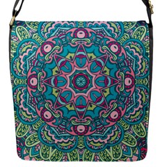 Green, Blue And Pink Mandala  Flap Closure Messenger Bag (s) by ConteMonfrey