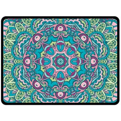 Green, Blue And Pink Mandala  Double Sided Fleece Blanket (large)  by ConteMonfrey
