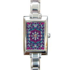 Purple, Blue And Pink Eyes Rectangle Italian Charm Watch