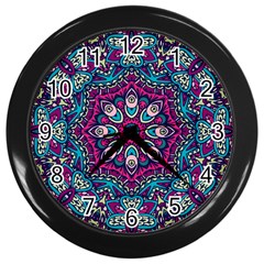 Purple, Blue And Pink Eyes Wall Clock (Black)