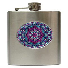 Purple, Blue And Pink Eyes Hip Flask (6 oz)