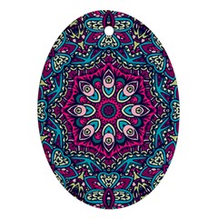 Purple, Blue And Pink Eyes Oval Ornament (Two Sides)