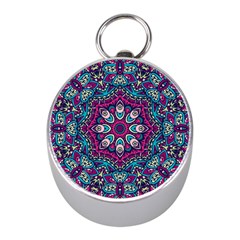 Purple, Blue And Pink Eyes Mini Silver Compasses