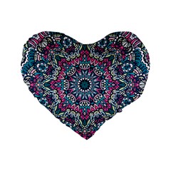 Mandala Flowers  Standard 16  Premium Heart Shape Cushions by ConteMonfrey