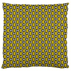 Abstract Beehive Yellow  Large Flano Cushion Case (one Side) by ConteMonfrey