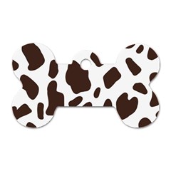 Cow Spots Brown White Dog Tag Bone (one Side)