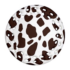 Cow Spots Brown White Round Filigree Ornament (two Sides) by ConteMonfrey