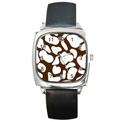 Brown White Cow Square Metal Watch by ConteMonfrey