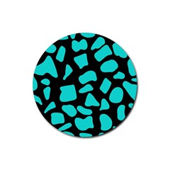 Blue Neon Cow Background   Rubber Coaster (round) by ConteMonfrey