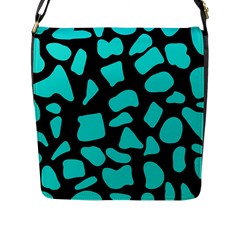 Blue Neon Cow Background   Flap Closure Messenger Bag (l) by ConteMonfrey