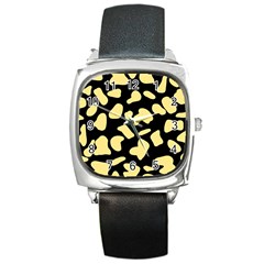 Cow Yellow Black Square Metal Watch