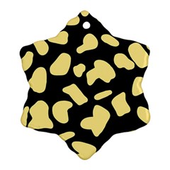 Cow Yellow Black Snowflake Ornament (two Sides)