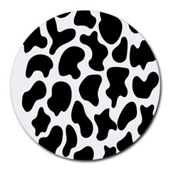 Cow Black And White Spots Round Mousepad by ConteMonfrey