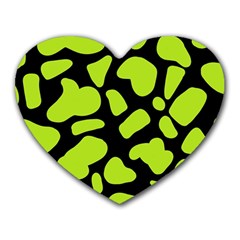 Neon Green Cow Spots Heart Mousepad by ConteMonfrey